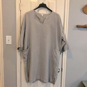 Eileen Fisher Organic Linen Light Gray Dress Tunic